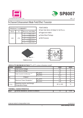 SP8007 Datasheet PDF Samhop Mircroelectronics