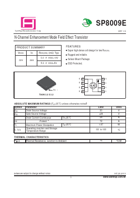 SP8009E Datasheet PDF Samhop Mircroelectronics