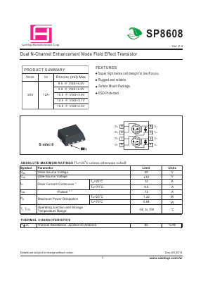 SP8608 Datasheet PDF Samhop Mircroelectronics