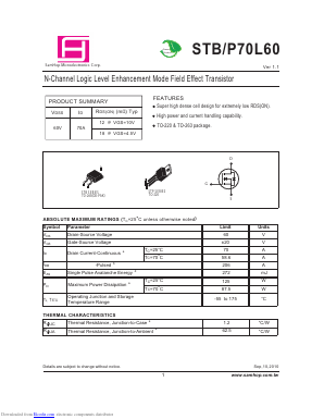 STP70L60 Datasheet PDF Samhop Mircroelectronics