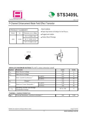 STS3409L Datasheet PDF Samhop Mircroelectronics