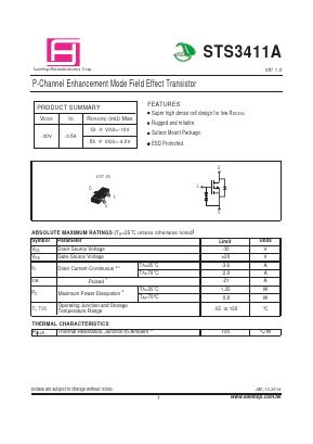 STS3411A Datasheet PDF Samhop Mircroelectronics