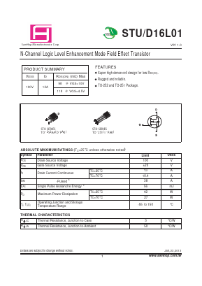 STU16L01 Datasheet PDF Samhop Mircroelectronics