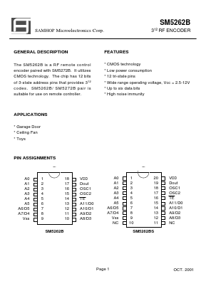 SM5262B Datasheet PDF Samhop Mircroelectronics