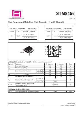 STM8456 Datasheet PDF Samhop Mircroelectronics