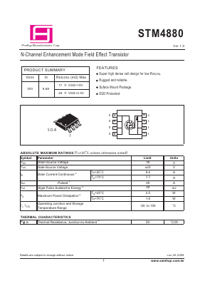 STM4880 Datasheet PDF Samhop Mircroelectronics