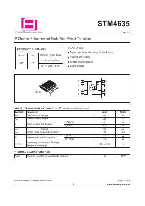 STM4635 Datasheet PDF Samhop Mircroelectronics