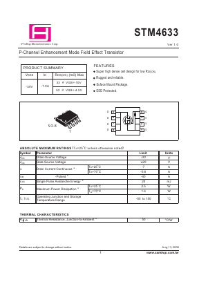 STM4633 Datasheet PDF Samhop Mircroelectronics