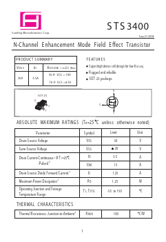 STS3400 Datasheet PDF Samhop Mircroelectronics