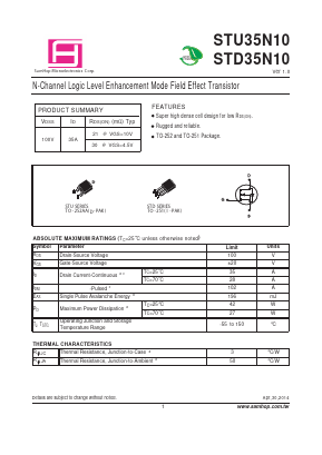 STD35N10 Datasheet PDF Samhop Mircroelectronics