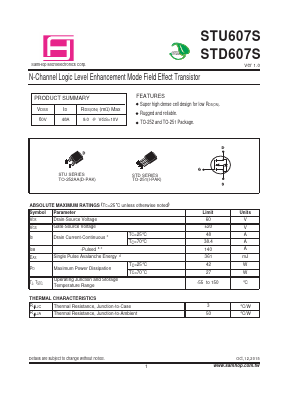 STU607S Datasheet PDF Samhop Mircroelectronics