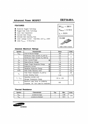 IRFS640A Datasheet PDF Samsung