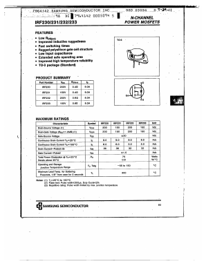 IRF233 Datasheet PDF Samsung