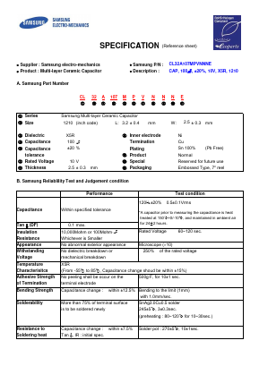 CL32A107MPVNNNE Datasheet PDF Samsung