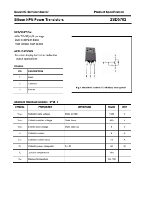 2SD5702 Datasheet PDF SavantIC Semiconductor 
