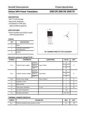 2N6129 Datasheet PDF SavantIC Semiconductor 