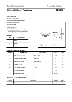 2N6493 Datasheet PDF SavantIC Semiconductor 