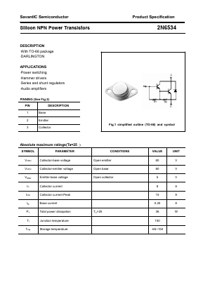 2N6534 Datasheet PDF SavantIC Semiconductor 