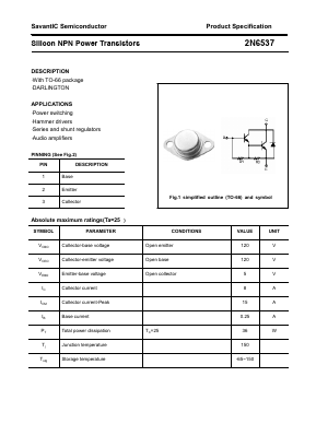 2N6537 Datasheet PDF SavantIC Semiconductor 