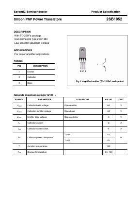 B1052 Datasheet PDF SavantIC Semiconductor 