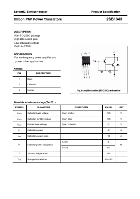 2SB1343 Datasheet PDF SavantIC Semiconductor 