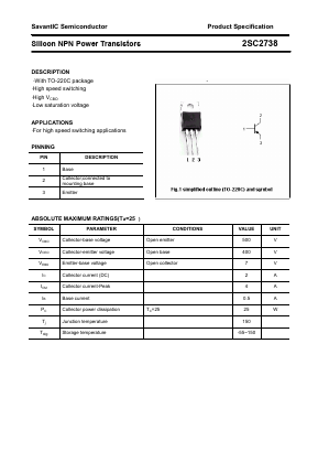 2SC2738 Datasheet PDF SavantIC Semiconductor 