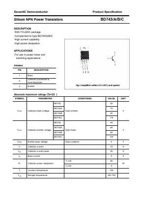 BD743A Datasheet PDF SavantIC Semiconductor 