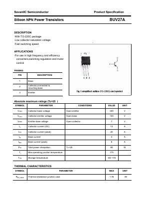 BUV27A Datasheet PDF SavantIC Semiconductor 