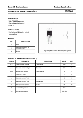 D884 Datasheet PDF SavantIC Semiconductor 