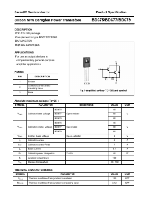 BD675 Datasheet PDF SavantIC Semiconductor 