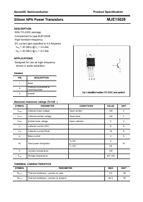 MJE15028 Datasheet PDF SavantIC Semiconductor 