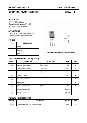 MJW21191 Datasheet PDF SavantIC Semiconductor 