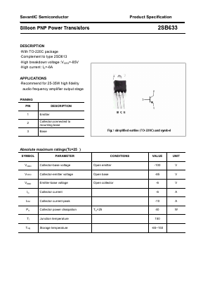 B633 Datasheet PDF SavantIC Semiconductor 