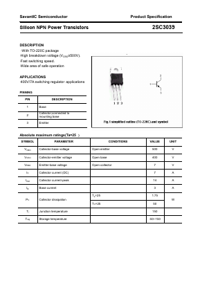 C3039 Datasheet PDF SavantIC Semiconductor 