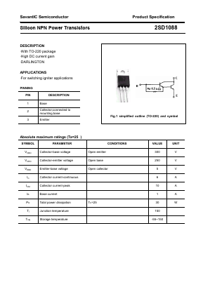 2SD1088 Datasheet PDF SavantIC Semiconductor 
