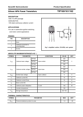 TIP162 Datasheet PDF SavantIC Semiconductor 