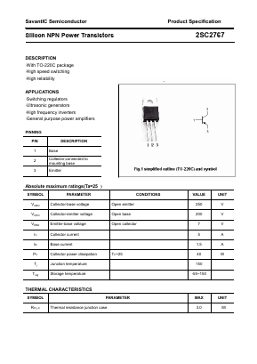 C2767 Datasheet PDF SavantIC Semiconductor 