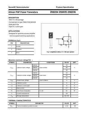 2N6034 Datasheet PDF SavantIC Semiconductor 