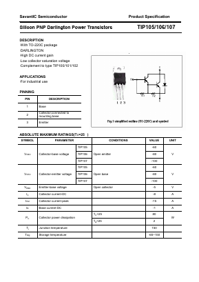 TIP106 Datasheet PDF SavantIC Semiconductor 