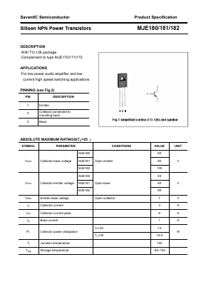 MJE182 Datasheet PDF SavantIC Semiconductor 