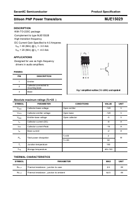 MJE15029 Datasheet PDF SavantIC Semiconductor 