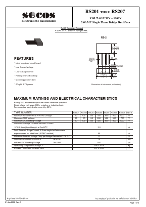 RS201 Datasheet PDF Secos Corporation.