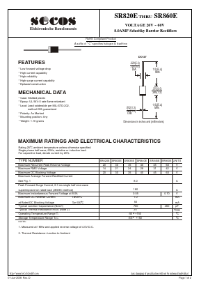 SR820E Datasheet PDF Secos Corporation.