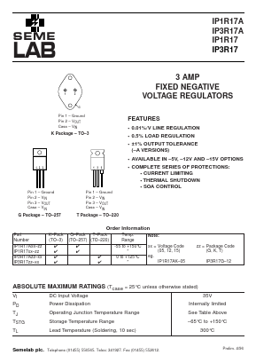 IP1R1705-G Datasheet PDF Semelab - > TT Electronics plc 