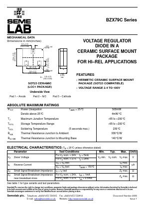 BZX79C51 Datasheet PDF Semelab - > TT Electronics plc 