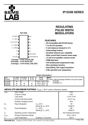 IP1524B Datasheet PDF Semelab - > TT Electronics plc 