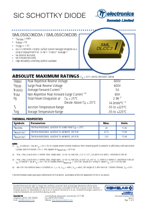 SML05SC06D3A Datasheet PDF Semelab - > TT Electronics plc 