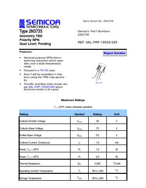 2N3735 Datasheet PDF Semicoa Semiconductor
