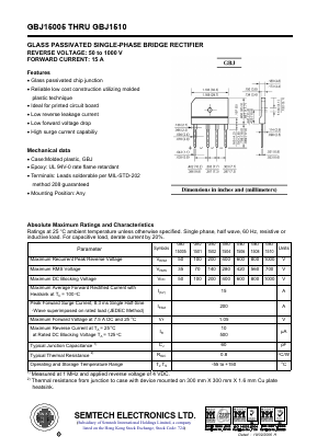 GBJ15005 Datasheet PDF Semtech Electronics LTD.