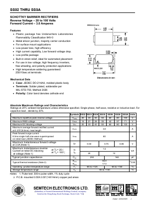SS35 Datasheet PDF Semtech Electronics LTD.